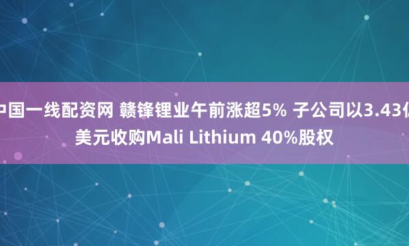 中国一线配资网 赣锋锂业午前涨超5% 子公司以3.43亿美元收购Mali Lithium 40%股权